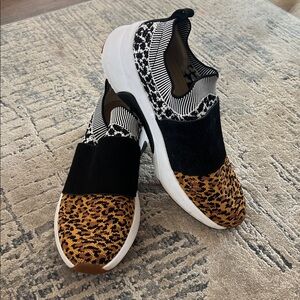 Mark Nason Abbe Modern Jogger Leopard and Black Slip-On Sneakers 9.5